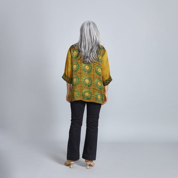 SHIREEN Shirt - HALDI YELLOW Ajrakh Modal Satin (PROMO)