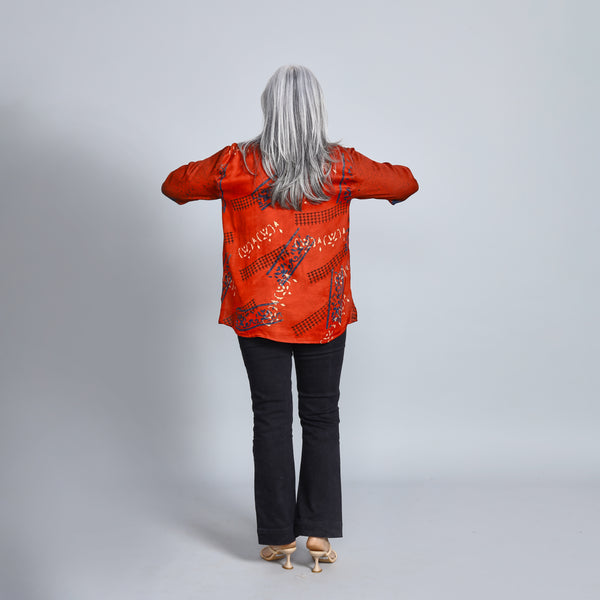 SHIREEN Shirt - RED Ajrakh Modal Satin (PROMO)