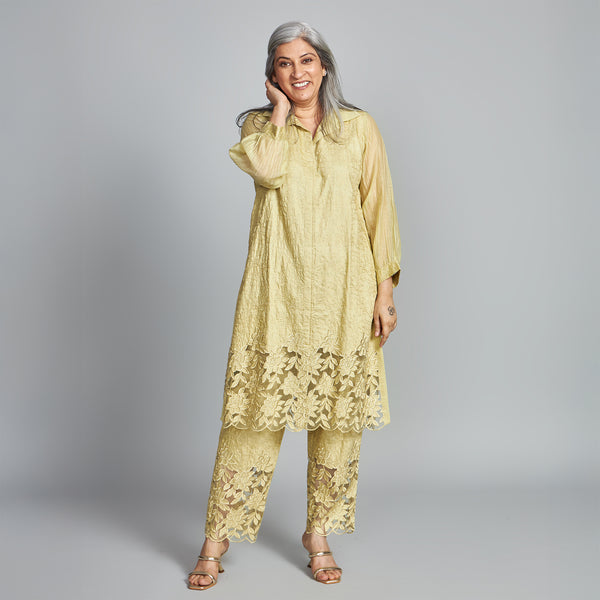 SOMA Cutwork Tunic Set - Pista Green