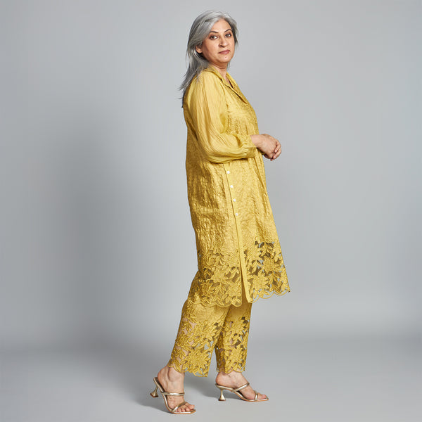 SOMA Cutwork Tunic Set - Yellow Ocre