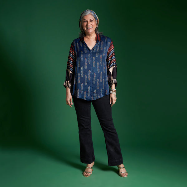 SOMA Shirt - Blue Ajrakh Modal Satin