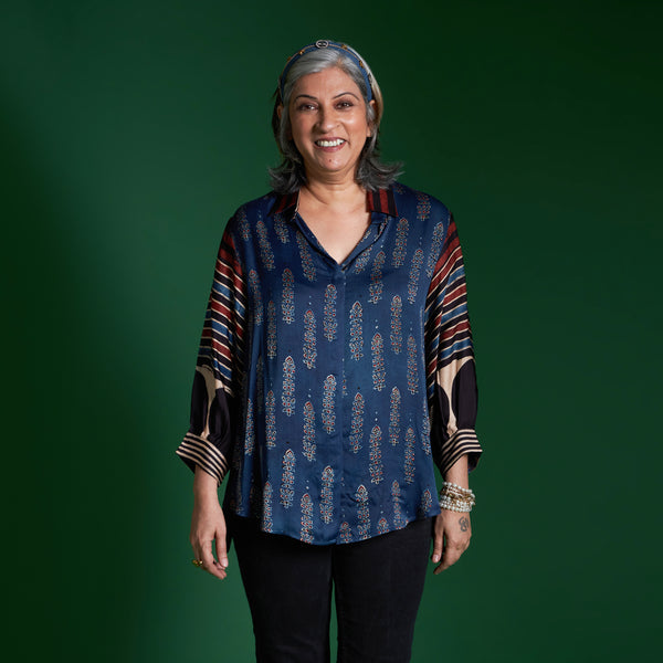 SOMA Shirt - Blue Ajrakh Modal Satin