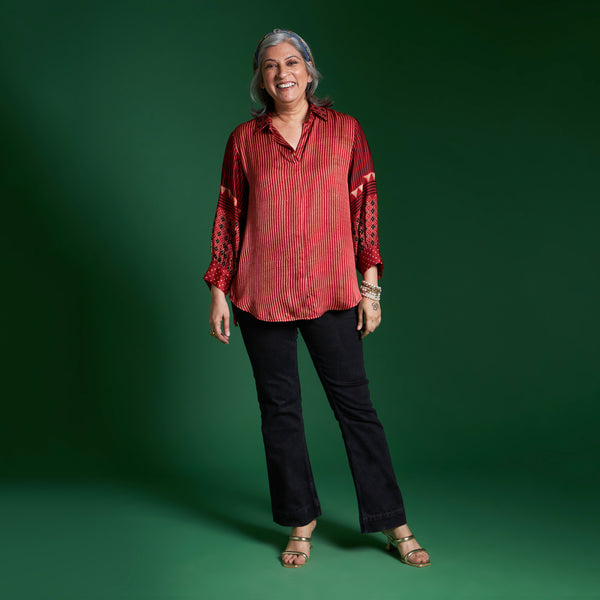 SOMA Shirt - Red Ajrakh Modal Satin