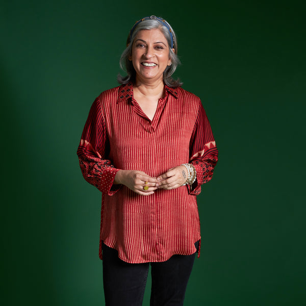 SOMA Shirt - Red Ajrakh Modal Satin