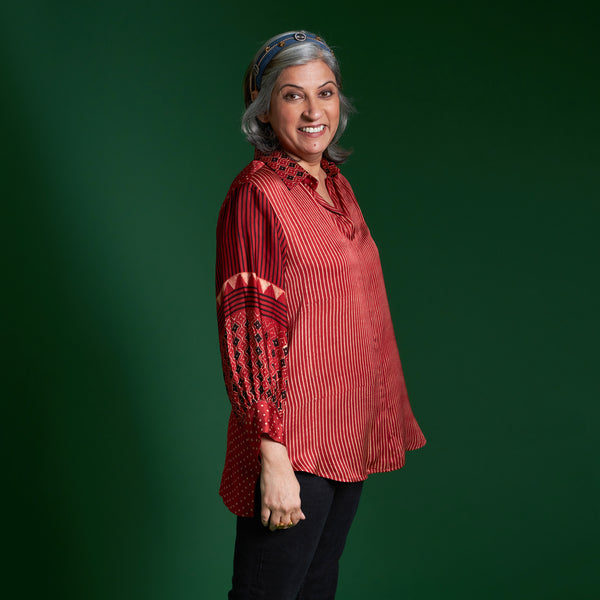 SOMA Shirt - Red Ajrakh Modal Satin