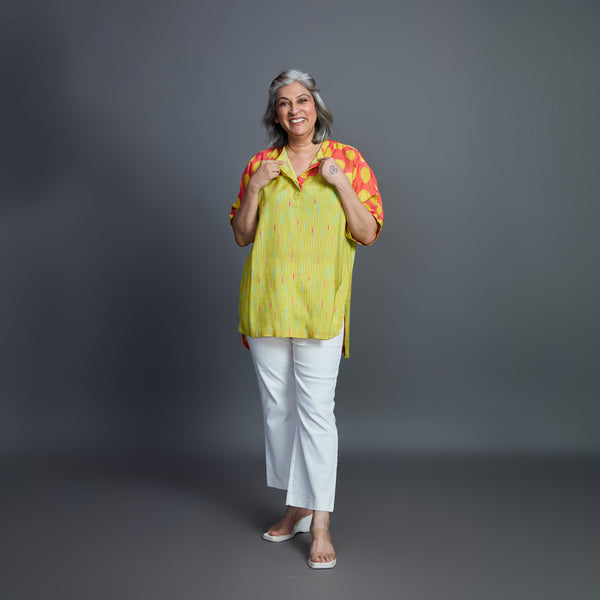 SORA Tunic Shirt - Lime Green Print