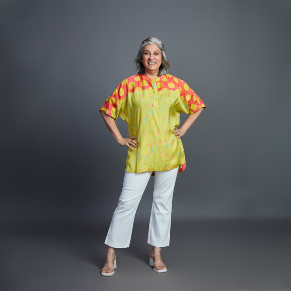 SORA Tunic Shirt - Lime Green Print