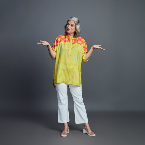 SORA Tunic Shirt - Lime Green Print