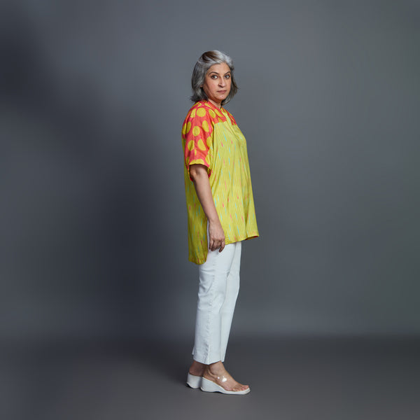 SORA Tunic Shirt - Lime Green Print
