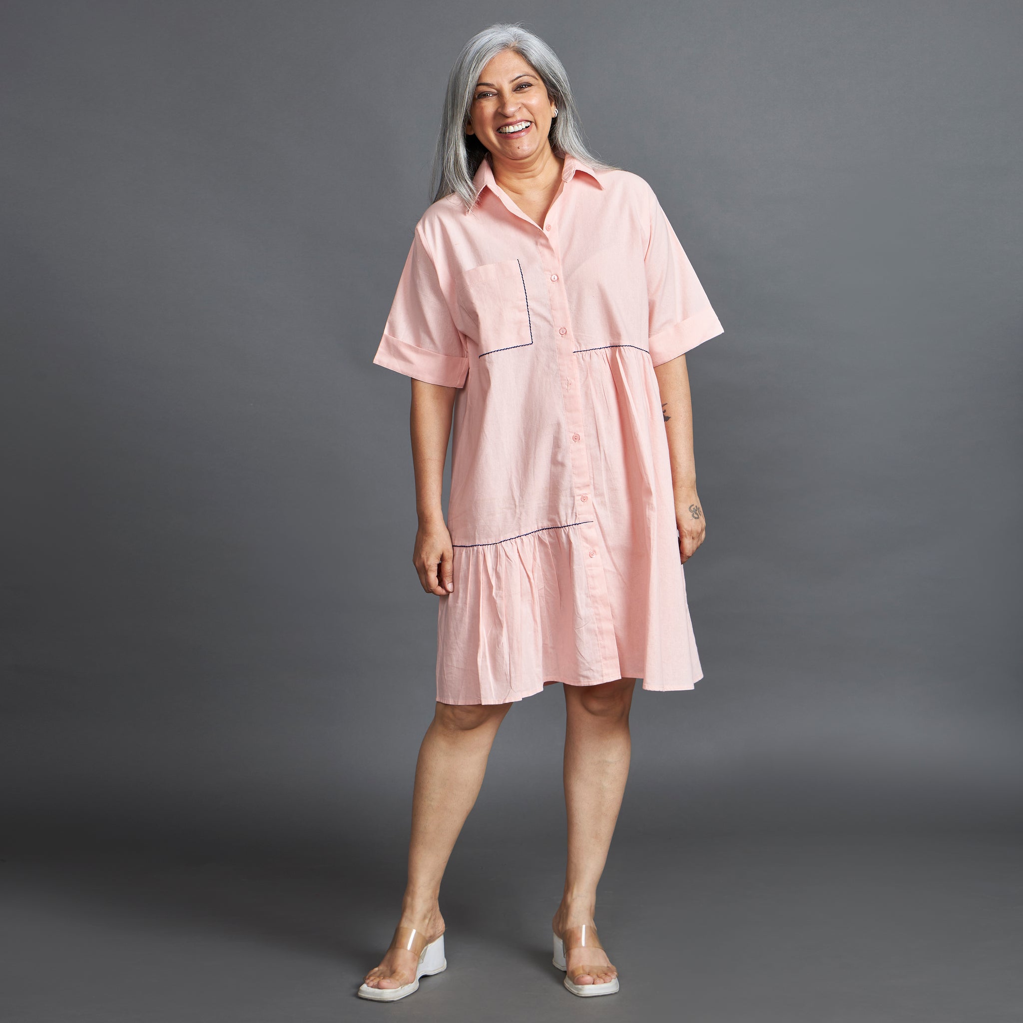 TINA Ruffle Dress - Baby Pink (LAST PIECES)