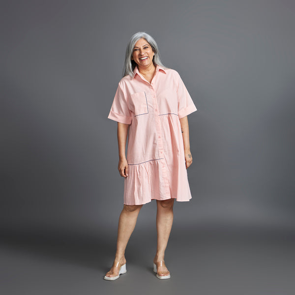 TINA Ruffle Dress - Baby Pink (LAST PIECE)