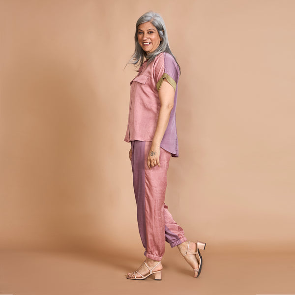 TANYA  Shirt with Jogger Pants - ROSE GARDEN Combination