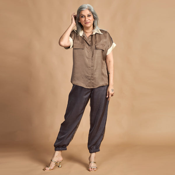 TANYA  Shirt with Jogger Pants - Charcoal