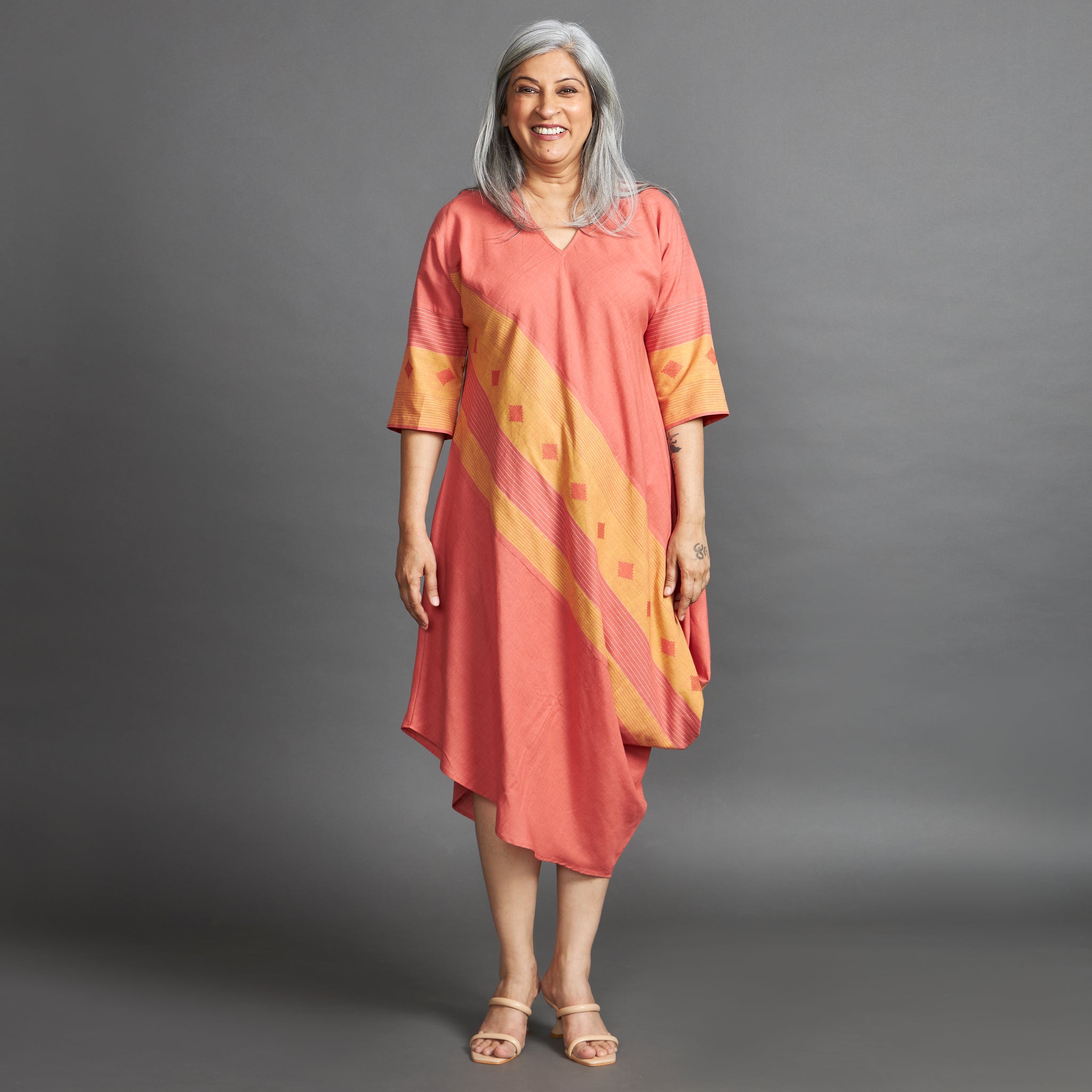 TASHI Cowl Dress - Peach stripe (PROMO)