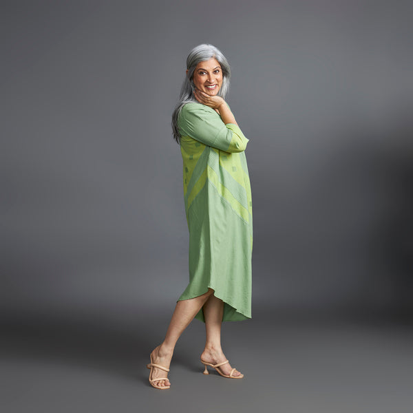 TASHI Cowl Dress - Green stripe (LAST PIECES)