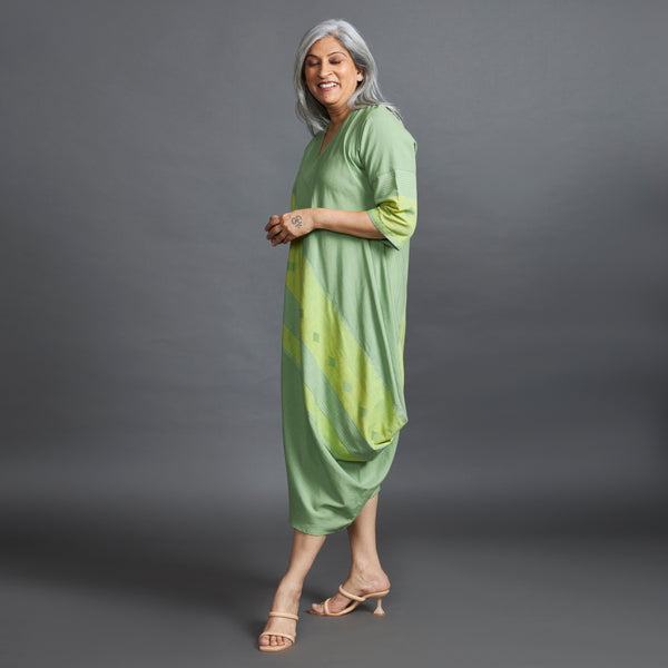 TASHI Cowl Dress - Green stripe (PROMO)