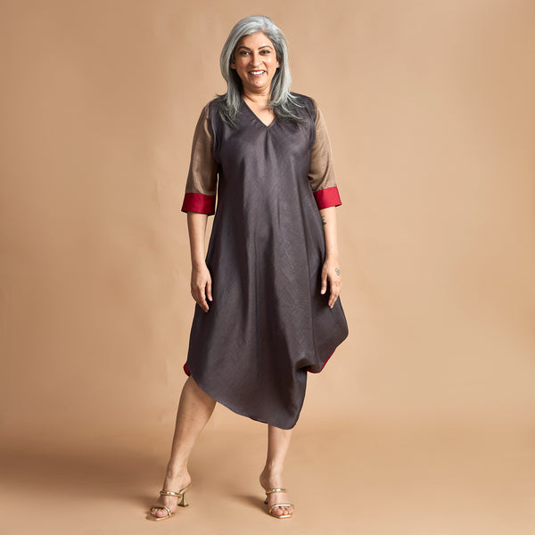 TASHI Cowl Dress - Red & Grey (SOLD OUT)