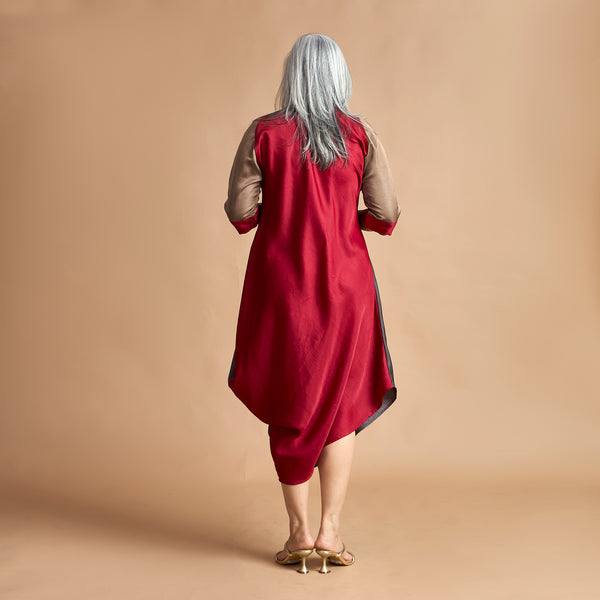 TASHI Cowl Dress - Red & Grey (SOLD OUT)