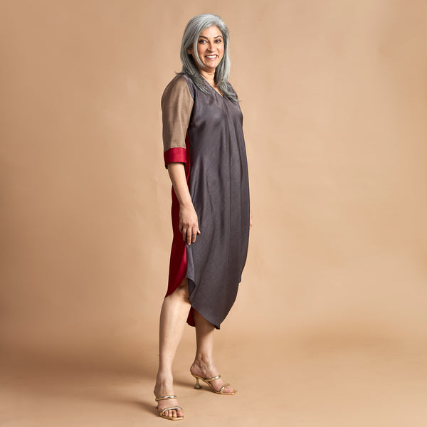 TASHI Cowl Dress - Red & Grey (SOLD OUT)