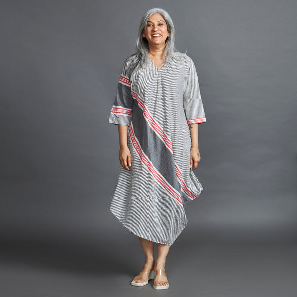 TASHI Cowl Dress - Grey Stripe (LAST PIECE)