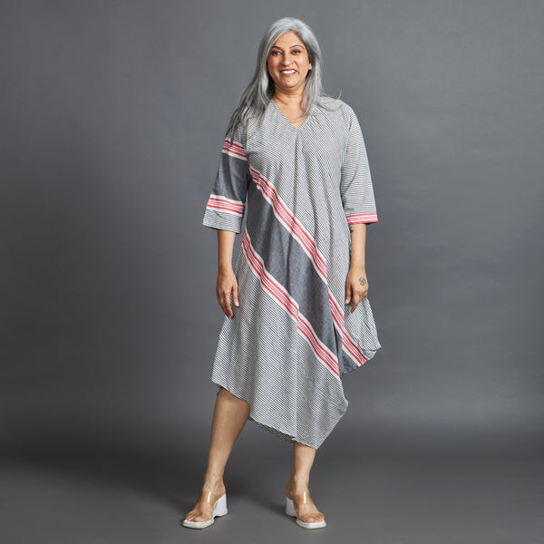 TASHI Cowl Dress - Grey Stripe (LAST PIECE)