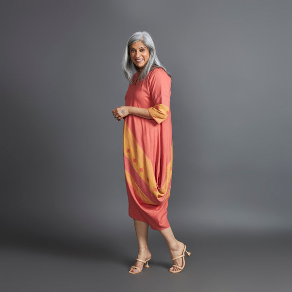 TASHI Cowl Dress - Peach stripe (LAST PIECES)