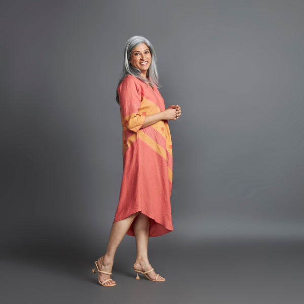 TASHI Cowl Dress - Peach stripe (LAST PIECES)