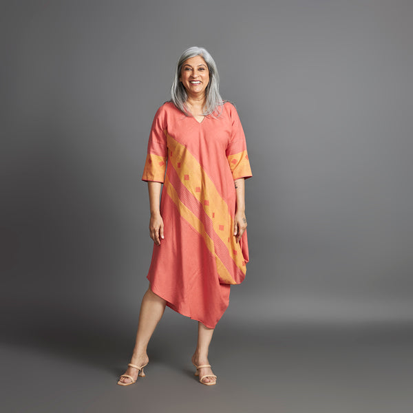 TASHI Cowl Dress - Peach stripe (LAST PIECES)