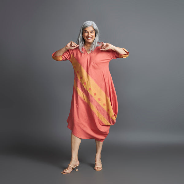 TASHI Cowl Dress - Peach stripe (LAST PIECES)