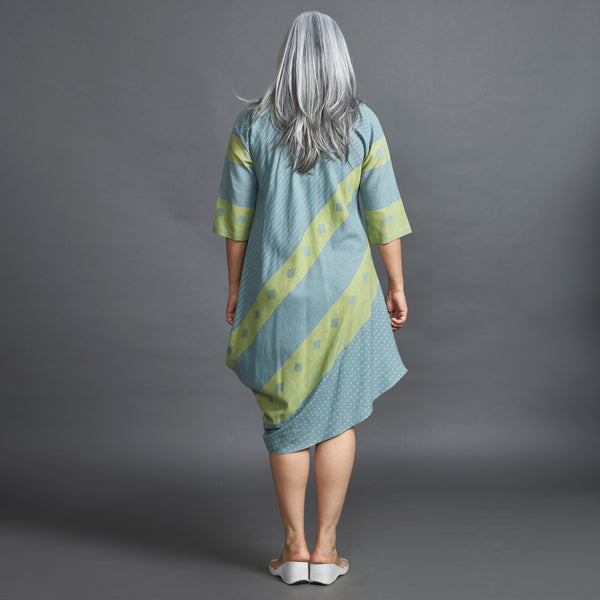 TASHI Cowl Dress - Teal Stripe (LAST PIECE)