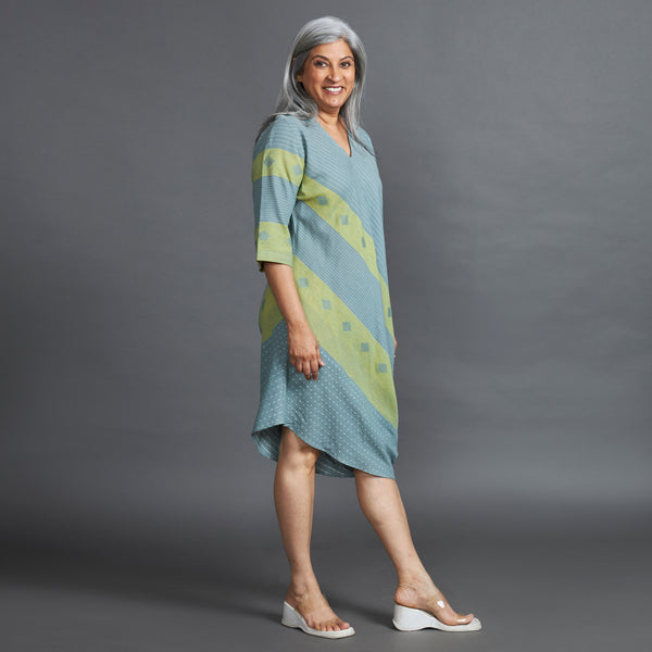 TASHI Cowl Dress - Teal Stripe (LAST PIECE)