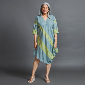TASHI Cowl Dress - Teal Stripe (LAST PIECE)