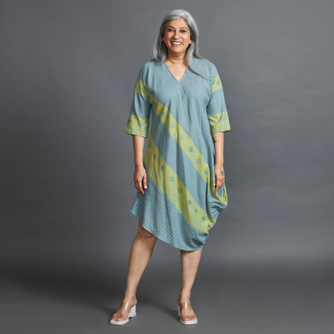 TASHI Cowl Dress - Teal Stripe (LAST PIECE)