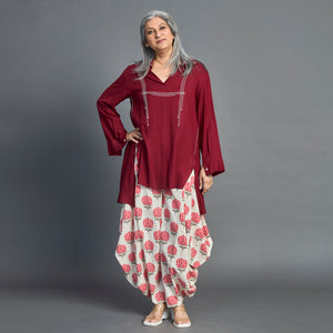 UMI GORO Set - Dark Red Ivory Print