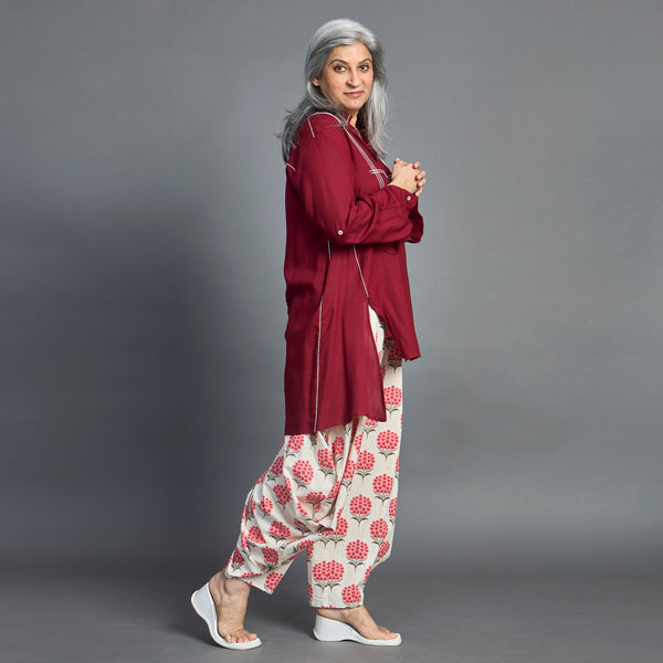 UMI GORO Set - Dark Red Ivory Print