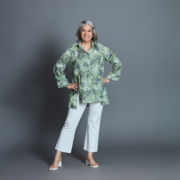 UMI Shirt - Wild Sage Printed Linen