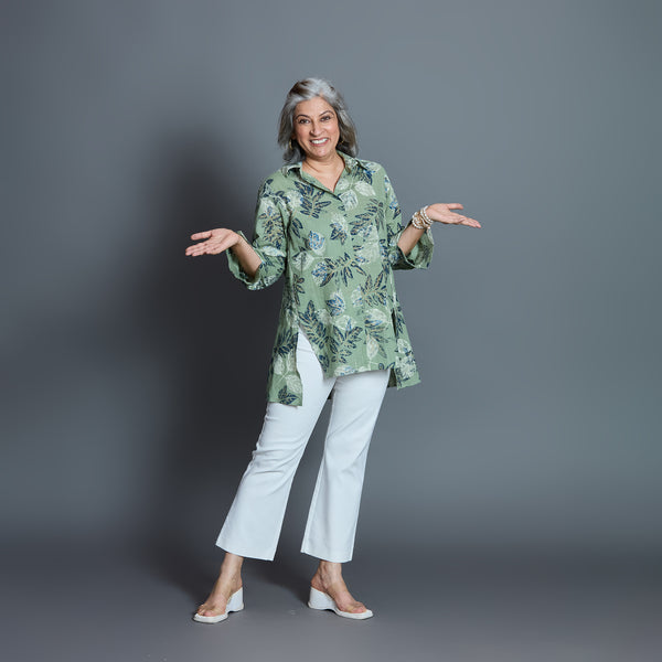 UMI Shirt - Wild Sage Printed Linen