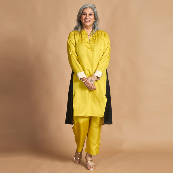 UMI Tunic Set - Marigold Yellow, Ivory & Black