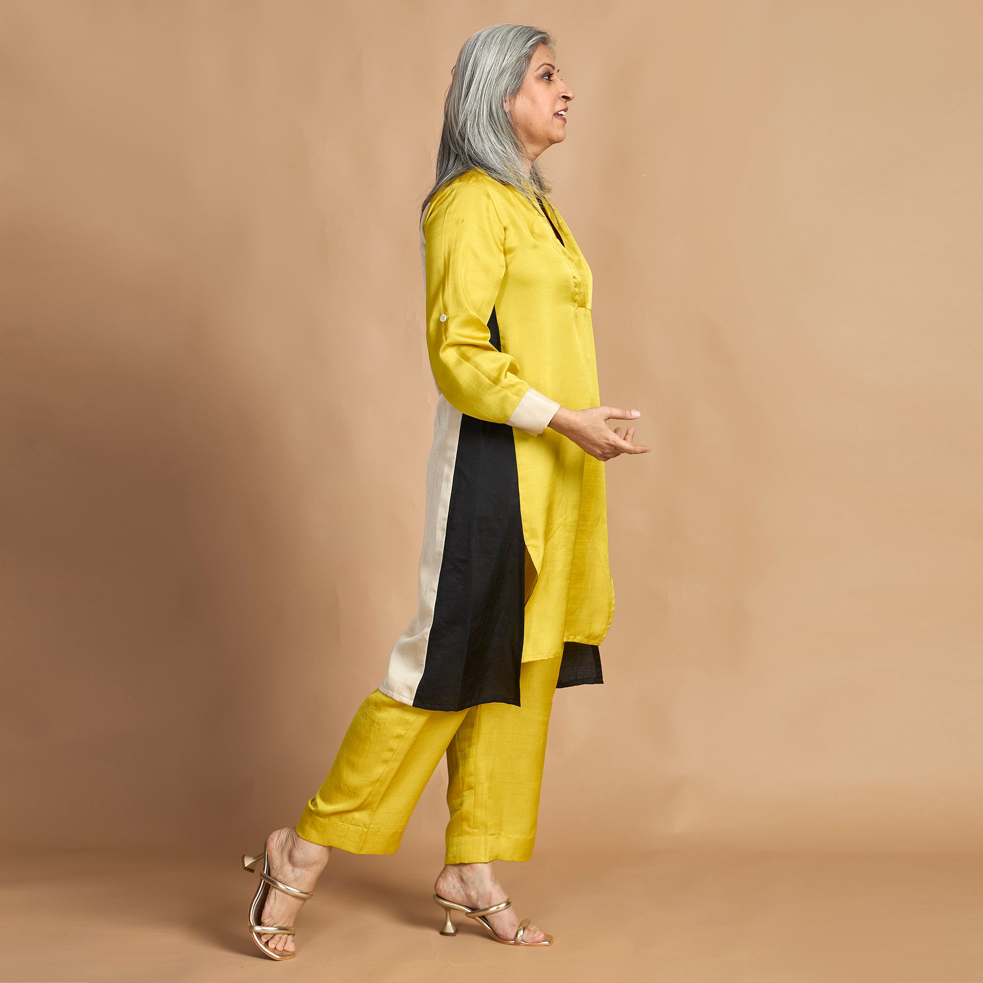 UMI Tunic Set - Marigold Yellow, Ivory & Black