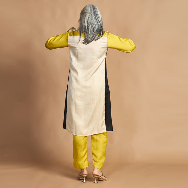 UMI Tunic Set - Marigold Yellow, Ivory & Black