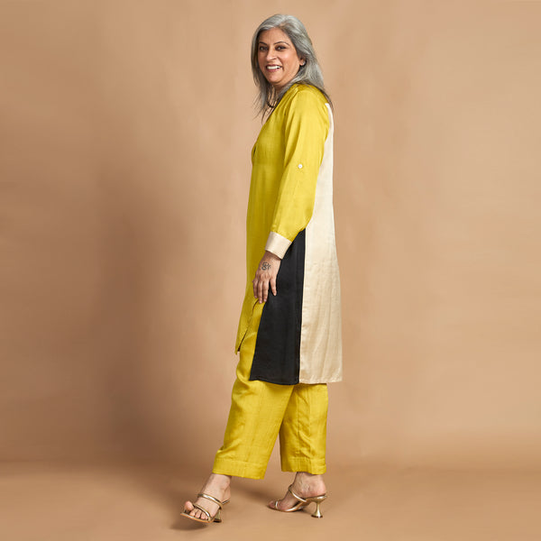 UMI Tunic Set - Marigold Yellow, Ivory & Black