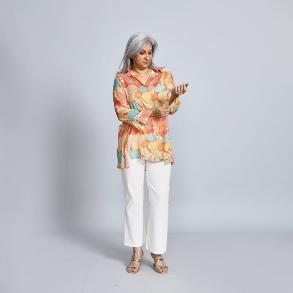 VEDA Shirt - Peach Yellow Print (SALE)