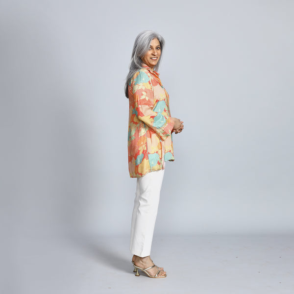 VEDA Shirt - Peach Yellow Print (SALE)
