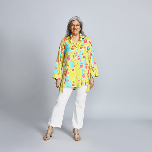 VEDA Shirt - Lime Green Print (PROMO)