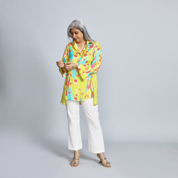 VEDA Shirt - Lime Green Print (PROMO)
