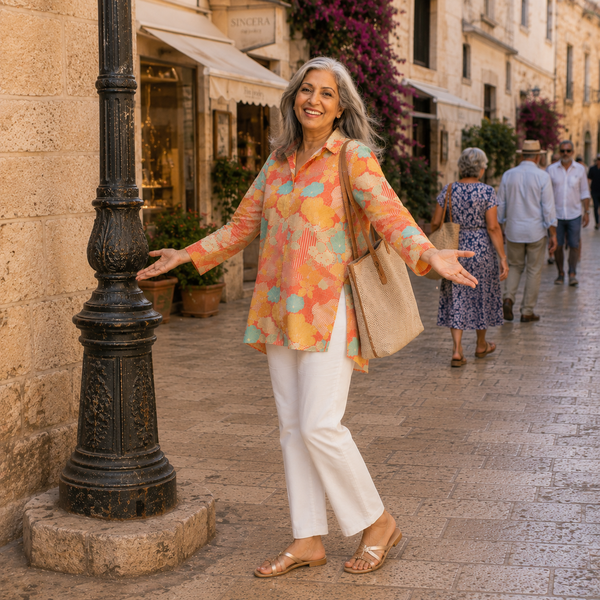 UMI Shirt - Peach Yellow Muslin Print (LAST PIECES)