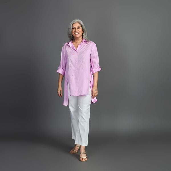 UMI Asymmetric Shirt - Lilac Satin (PROMO)