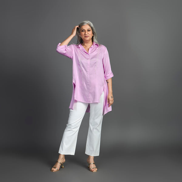 UMI Asymmetric Shirt - Lilac Satin (PROMO)