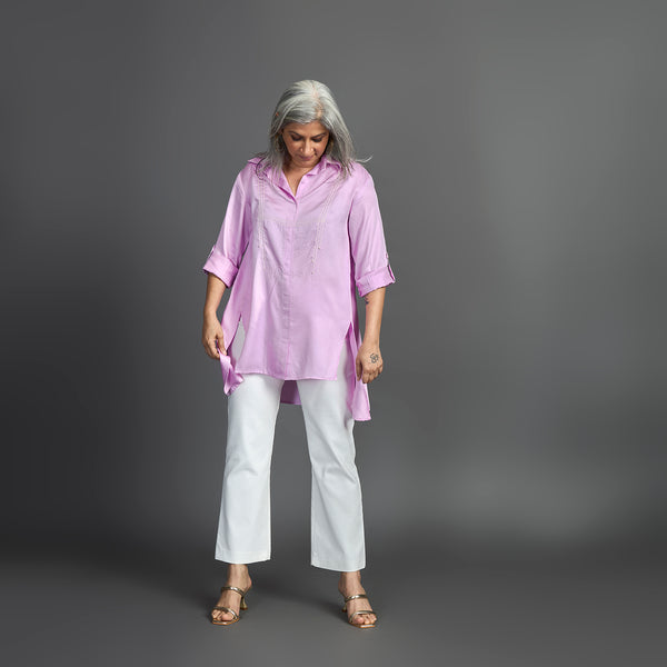 UMI Asymmetric Shirt - Lilac Satin (PROMO)