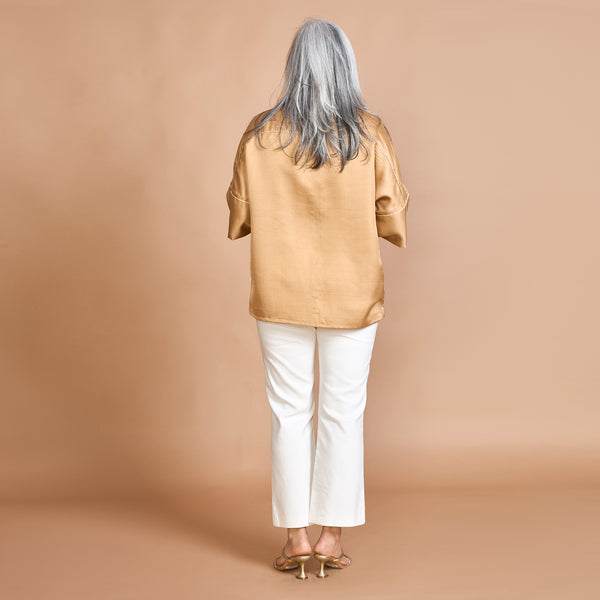 GIN Oversize Shirt - Fawn with embroidery